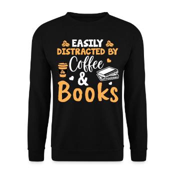 Easily distracted coffee & books - Sweat-shirt Unisexe - noir - Devant - Alina (178cm) & Michal (187cm)