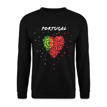 Portugal Portuguesa Portugiese Fanblock Sportfan - Unisex Pullover - Schwarz - Vorne - Alina (178cm) & Michal (187cm)