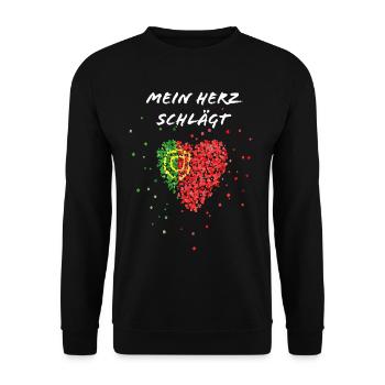 Portugal Heartbeat Portuguesa Portuguese Fan - Unisex Sweatshirt - black - Front - Alina (178cm) & Michal (187cm)