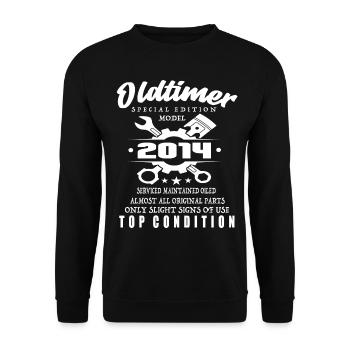 Oldtimer Special Edition Model 2014 Birthday - Unisex Sweatshirt - black - Front - Alina (178cm) & Michal (187cm)