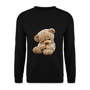 Teddy Bear Teddy Bear Cartoon Teddy bear Motif - Unisex Sweatshirt - black - Front - Alina (178cm) & Michal (187cm)