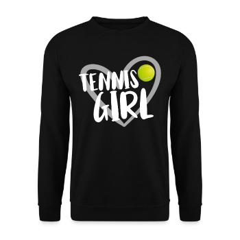 Tennis Geschenk - Unisex Pullover - Schwarz - Vorne - Alina (178cm) & Michal (187cm)