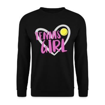 Tennis Geschenk - Unisex Pullover - Schwarz - Vorne - Alina (178cm) & Michal (187cm)