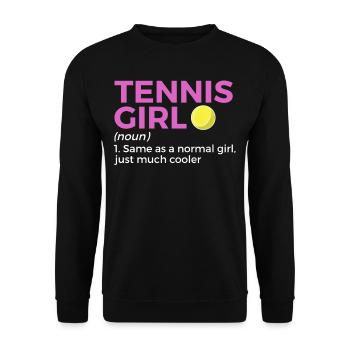 Tennis Geschenk - Unisex Pullover - Schwarz - Vorne - Alina (178cm) & Michal (187cm)