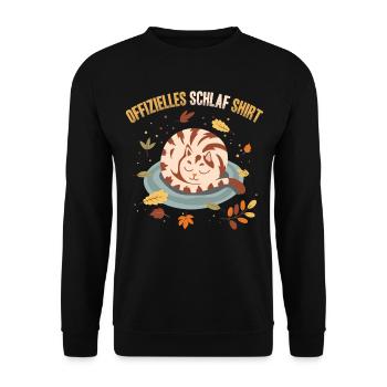 Offizielles Schlaf Shirt Sleepy Cat Fall Season - Unisex Pullover - Schwarz - Vorne - Alina (178cm) & Michal (187cm)