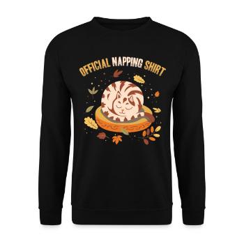 Official Napping Shirt Sleepy Cat Fall Season - Unisex Sweatshirt - black - Front - Alina (178cm) & Michal (187cm)