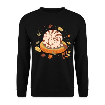 Autumn Vibes Cute Kitten Sleepy Cat Autumn - Unisex Sweatshirt - black - Front - Alina (178cm) & Michal (187cm)