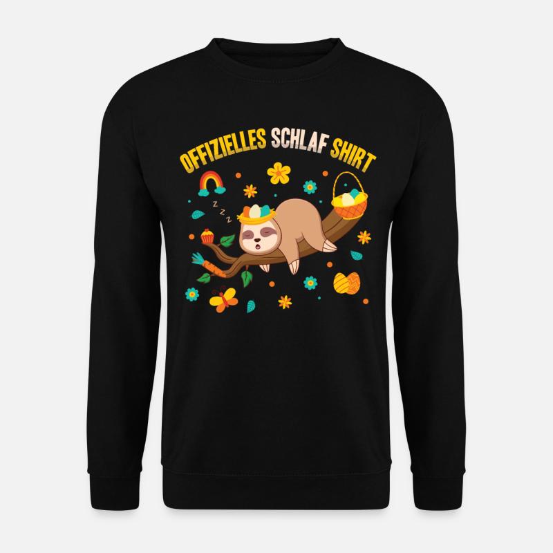 Offizielles Schlaf Shirt Cute Easter Sloth - Unisex Pullover - Schwarz