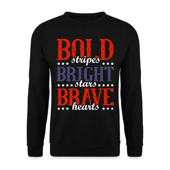 Rayures audacieuses Étoiles brillantes Cœurs courageux 4 juillet - Sweat-shirt Unisexe - noir - Devant - Alina (178cm) & Michal (187cm)
