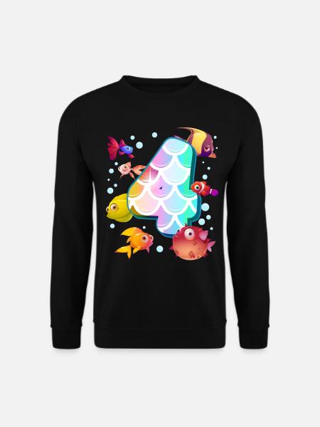 4. Geburtstag | Regenbogenfisch Geburtstag | - Unisex Pullover - Schwarz