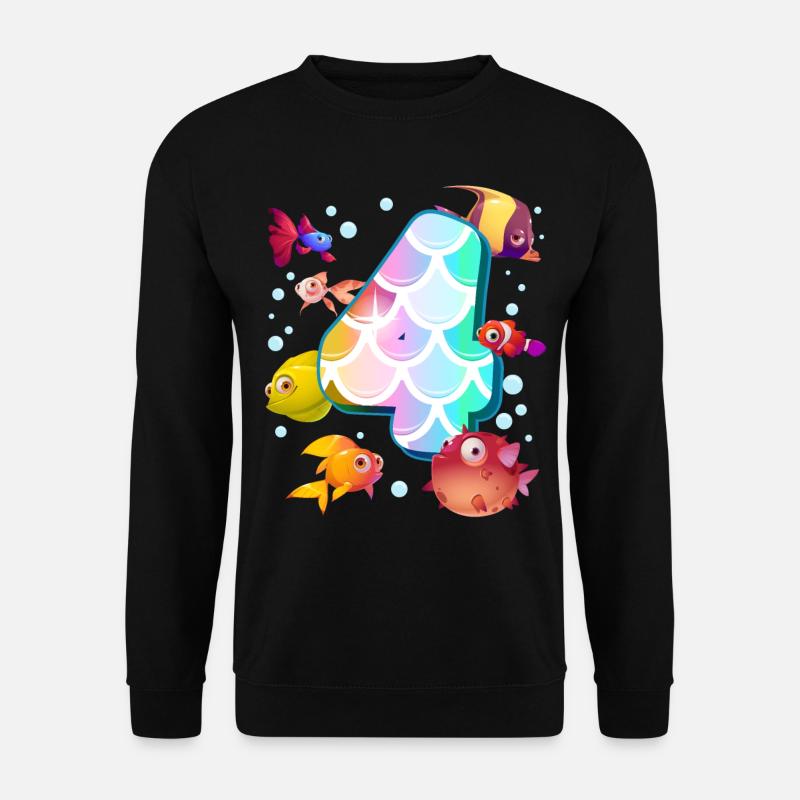 4e anniversaire | Rainbow Fish Anniversaire | - Sweat-shirt Unisexe - noir