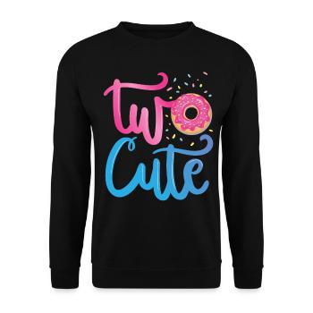 Zwei Niedlich | Donut Geburtstag Shirt | Donut - Unisex Pullover - Schwarz - Vorne - Alina (178cm) & Michal (187cm)