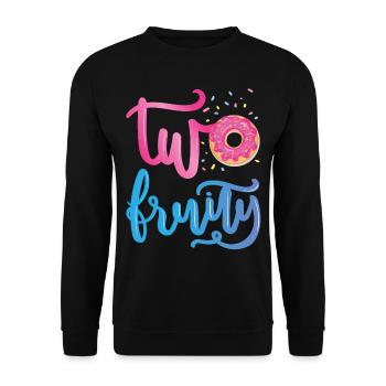 Deux | fruités Chemise d’anniversaire Donut | Beignet - Sweat-shirt Unisexe - noir - Devant - Alina (178cm) & Michal (187cm)
