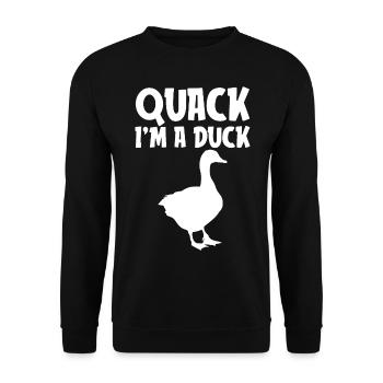 Quacksalber Ich bin eine Ente Lustiges faules Halloween Kostüm - Unisex Pullover - Schwarz - Vorne - Alina (178cm) & Michal (187cm)