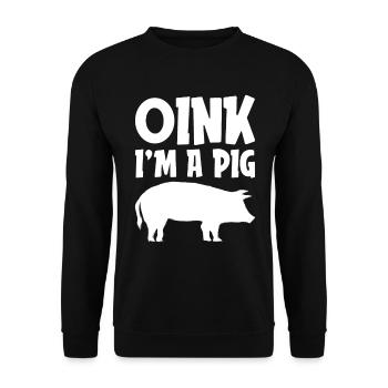 Oink Ich bin ein Schwein Lustiges faules Halloween Kostüm - Unisex Pullover - Schwarz - Vorne - Alina (178cm) & Michal (187cm)