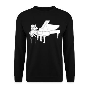 Unicorn Playing Piano - Pianiste claviériste piano - Sweat-shirt Unisexe - noir - Devant - Alina (178cm) & Michal (187cm)
