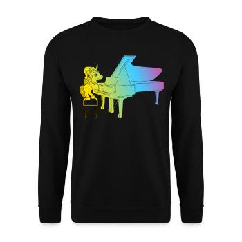 Unicorn Piano Player - Funny Piano Player Unicorn - Unisex Pullover - Schwarz - Vorne - Alina (178cm) & Michal (187cm)