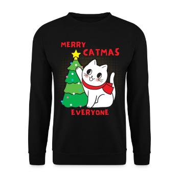 Cat with Christmas tree, funny saying, Pun - Unisex Sweatshirt - black - Front - Alina (178cm) & Michal (187cm)