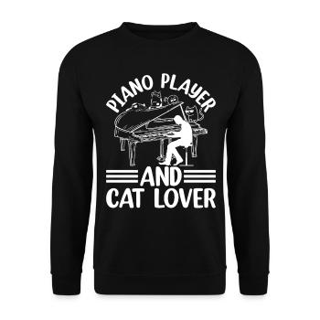 Piano Player And Cat Lover - Piano Keyboardist - Unisex Sweatshirt - black - Front - Alina (178cm) & Michal (187cm)