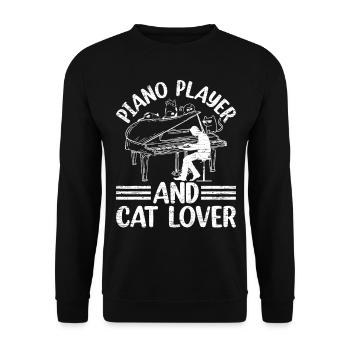 Piano Player And Cat Lover - Pianist Playing Keybo - Unisex Sweatshirt - black - Front - Alina (178cm) & Michal (187cm)