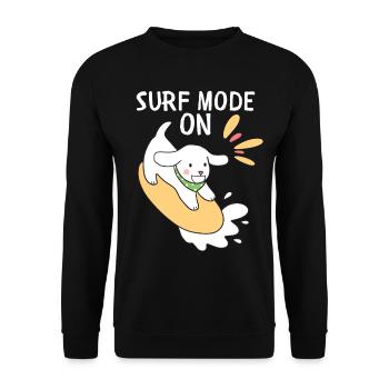 Drôle de surfeur, surf, chien avec planche de surf disant - Sweat-shirt Unisexe - noir - Devant - Alina (178cm) & Michal (187cm)