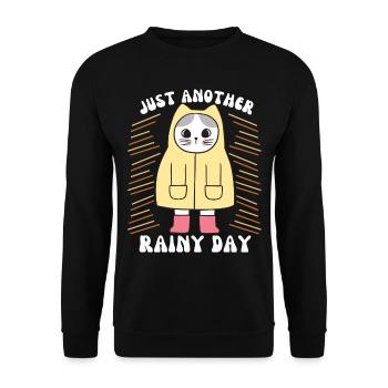 Cat with raincoat and rubber boots, saying - Unisex Sweatshirt - black - Front - Alina (178cm) & Michal (187cm)