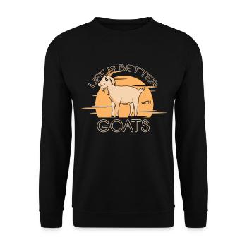 La vie est meilleure avec les chèvres Chèvre Fermier Chèvre - Sweat-shirt Unisexe - noir - Devant - Alina (178cm) & Michal (187cm)