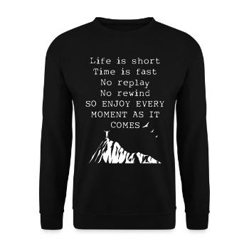Profitez de chaque instant Inspiration Life Citation Art - Sweat-shirt Unisexe - noir - Devant - Alina (178cm) & Michal (187cm)