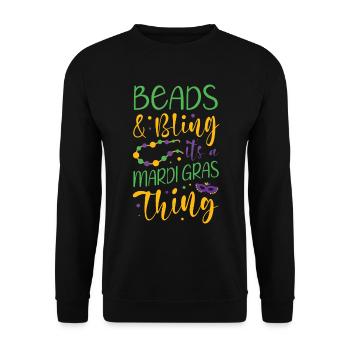 Perlen Und Bling Es Ist Eine Karneval-sache - Unisex Pullover - Schwarz - Vorne - Alina (178cm) & Michal (187cm)