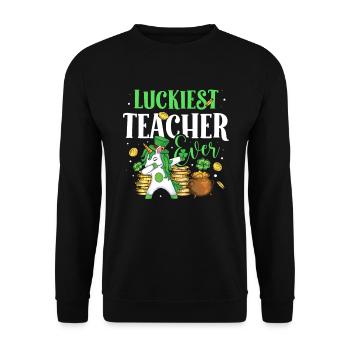 Le professeur le plus heureux de tous les temps Unicorn St. - Sweat-shirt Unisexe - noir - Devant - Alina (178cm) & Michal (187cm)