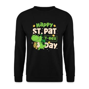 Bonne journée St. Pat T-rex Dinosaures St. Patrick - Sweat-shirt Unisexe - noir - Devant - Alina (178cm) & Michal (187cm)