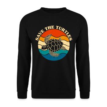 Save The Turtles - Unisex Pullover - Schwarz - Vorne - Alina (178cm) & Michal (187cm)
