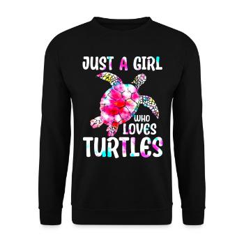 Just A Girl Who Loves Turtles - Unisex Pullover - Schwarz - Vorne - Alina (178cm) & Michal (187cm)