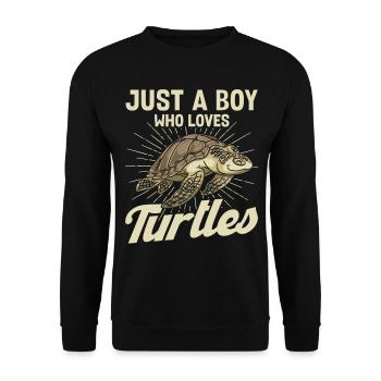 Just A Boy Who Loves Turtles - Unisex Pullover - Schwarz - Vorne - Alina (178cm) & Michal (187cm)