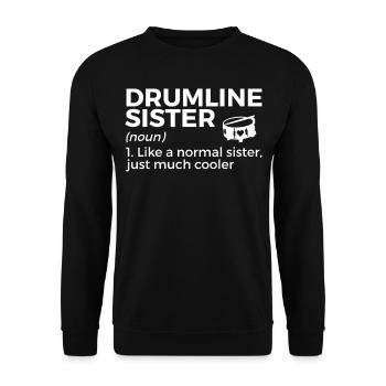 Drumline Trommeln Geschenk - Unisex Pullover - Schwarz - Vorne - Alina (178cm) & Michal (187cm)