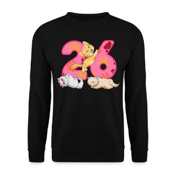 26th birthday kitten | Cat Birthday Shirt - Unisex Sweatshirt - black - Front - Alina (178cm) & Michal (187cm)