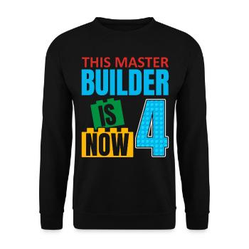 This Master Builder is now 4, Toy Blocks - Unisex Sweatshirt - black - Front - Alina (178cm) & Michal (187cm)