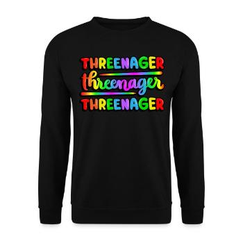 Threenager Kid 3ème anniversaire Spectre arc-en-ciel - Sweat-shirt Unisexe - noir - Devant - Alina (178cm) & Michal (187cm)