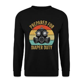 Funny Prepared For Diaper Duty Tee - Gag First - Unisex Sweatshirt - black - Front - Alina (178cm) & Michal (187cm)