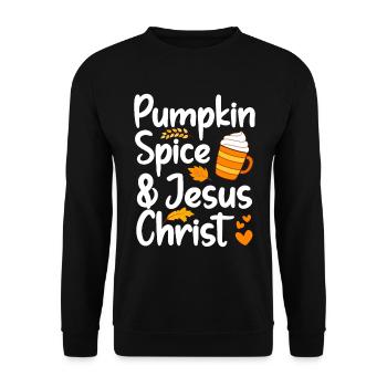 Pumpkin Spice And Jesus Christ Christian - Unisex Sweatshirt - black - Front - Alina (178cm) & Michal (187cm)