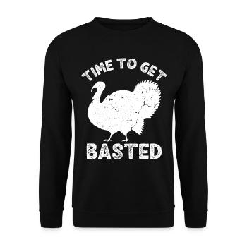 Time To Get Basted Funny Family Thanksgiving - Unisex Sweatshirt - black - Front - Alina (178cm) & Michal (187cm)