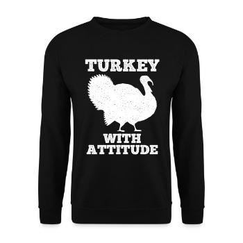 Lustige Thanksgiving-Geschenke Frecher sarkastischer Humor - Unisex Pullover - Schwarz - Vorne - Alina (178cm) & Michal (187cm)