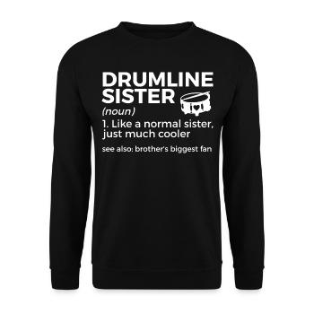 Drumline Trommeln Geschenk - Unisex Pullover - Schwarz - Vorne - Alina (178cm) & Michal (187cm)