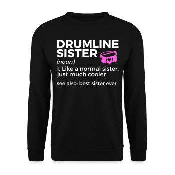 Drumline Trommeln Geschenk - Unisex Pullover - Schwarz - Vorne - Alina (178cm) & Michal (187cm)