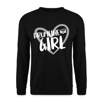 Drumline Trommeln Geschenk - Unisex Pullover - Schwarz - Vorne - Alina (178cm) & Michal (187cm)