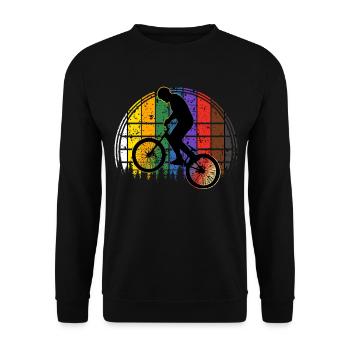 BMX / Bmx Fahrrad / Fahrrad / Geschenk / Radfahrer - Unisex Pullover - Schwarz - Vorne - Alina (178cm) & Michal (187cm)