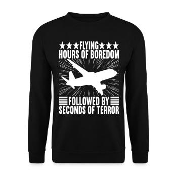 Pilot Flugzeug - Unisex Pullover - Schwarz - Vorne - Alina (178cm) & Michal (187cm)