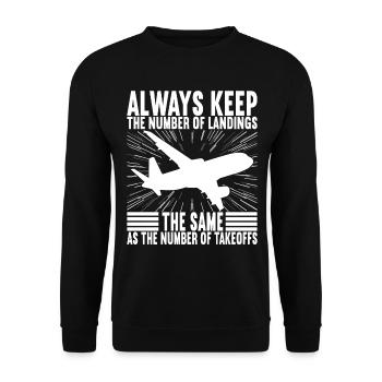 Pilot Flugzeug - Unisex Pullover - Schwarz - Vorne - Alina (178cm) & Michal (187cm)