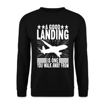 Pilot Flugzeug - Unisex Pullover - Schwarz - Vorne - Alina (178cm) & Michal (187cm)