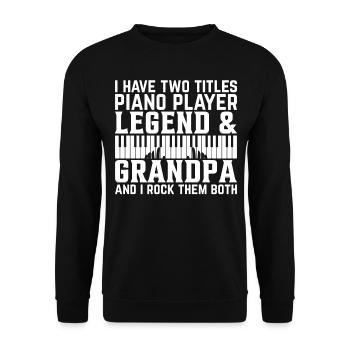 Pianiste Grandpa - Pianiste à clavier Grand - Sweat-shirt Unisexe - noir - Devant - Alina (178cm) & Michal (187cm)